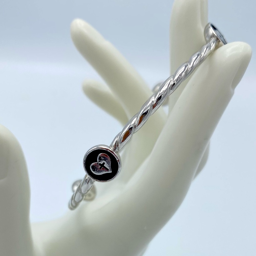 Bob Siemon Designs Cross in Heart Four Station Cable Inspired Bangle Bracelet